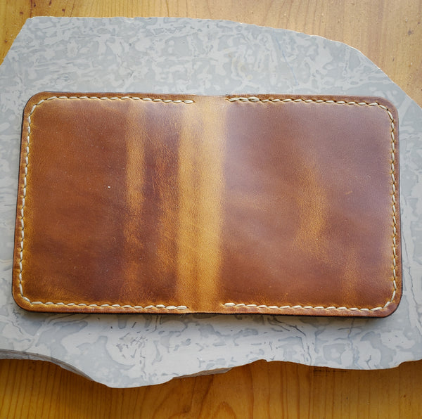 Horween Cavalier Leather in Sunflower Color with Creme Stitch Bifold *In stock