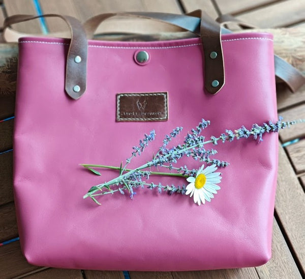 Juno Leatherworks Everyday Leather Tote Bag in Pink *made to order