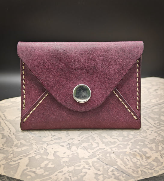 Purple Snap Wallet Italian Vegetable Tanned Leather *In Stock