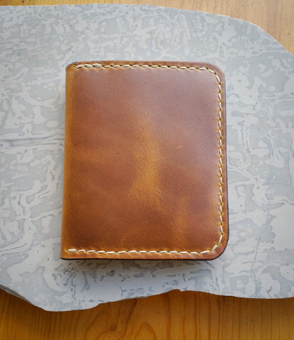 Horween Cavalier Leather in Sunflower Color with Creme Stitch Bifold *In stock
