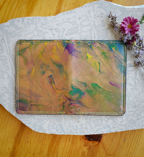 Marble Dyed Purple Leather Bifold Wallet - In Stock - You will receive pictured item