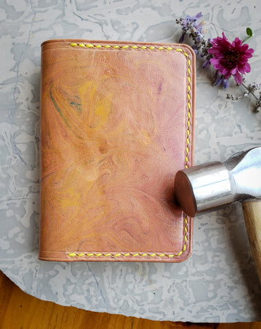 Marbled and Burgundy Leather Bifold Wallet - In Stock - You will receive pictured item